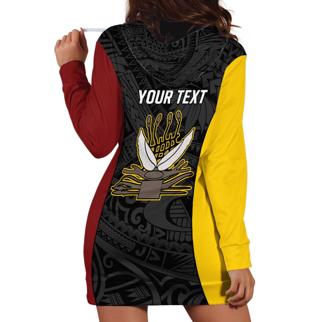 Personalised PNG Western Province Hoodie Dress Bird of Paradise Tattoo Flag Motif LT9 - Polynesian Pride