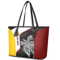 Personalised PNG Western Province Leather Tote Bag Bird of Paradise Tattoo Flag Motif LT9 - Polynesian Pride