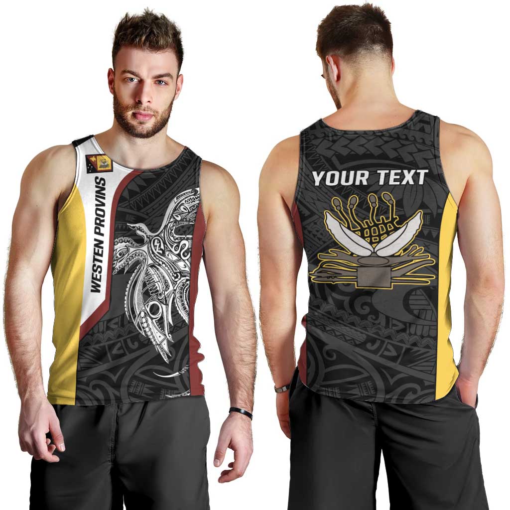 Personalised PNG Western Province Men Tank Top Bird of Paradise Tattoo Flag Motif LT9 - Polynesian Pride