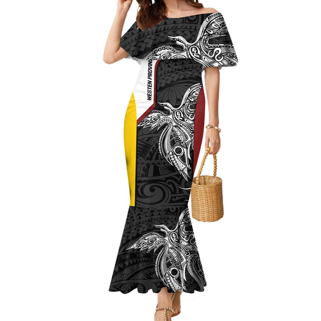 Personalised PNG Western Province Mermaid Dress Bird of Paradise Tattoo Flag Motif LT9 Women Red - Polynesian Pride