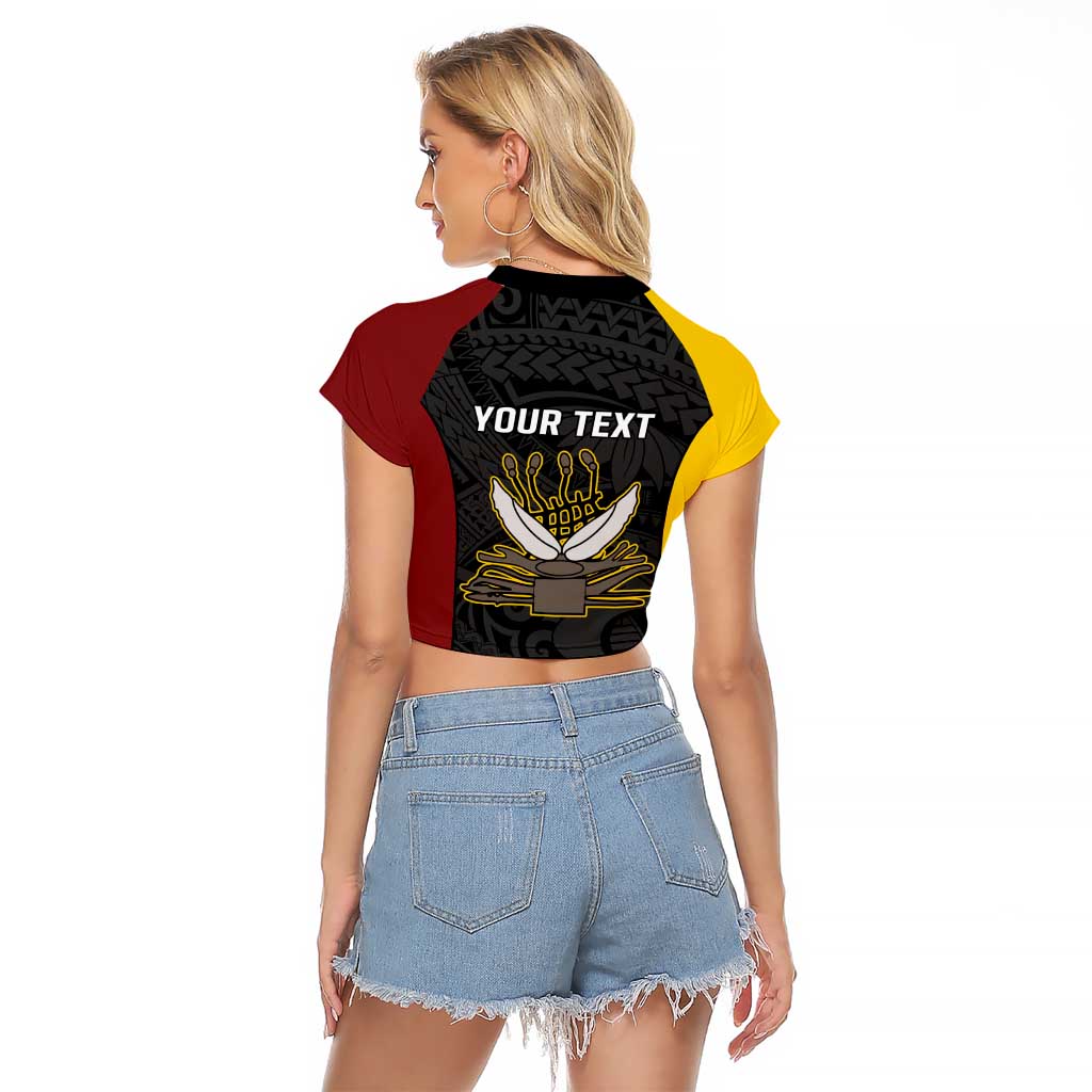 Personalised PNG Western Province Raglan Cropped T Shirt Bird of Paradise Tattoo Flag Motif - Polynesian Pride