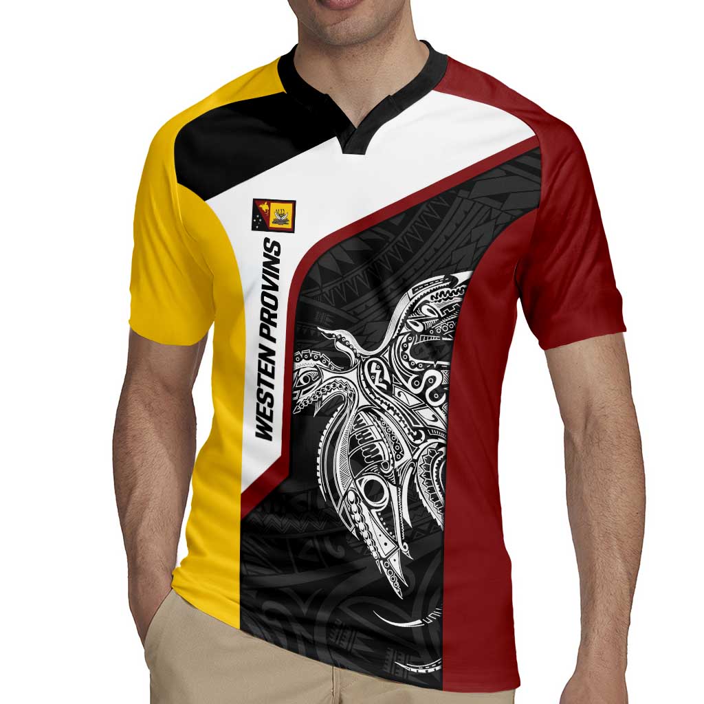 Personalised PNG Western Province Rugby Jersey Bird of Paradise Tattoo Flag Motif LT9 - Polynesian Pride