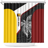 Personalised PNG Western Province Shower Curtain Bird of Paradise Tattoo Flag Motif LT9 Red - Polynesian Pride