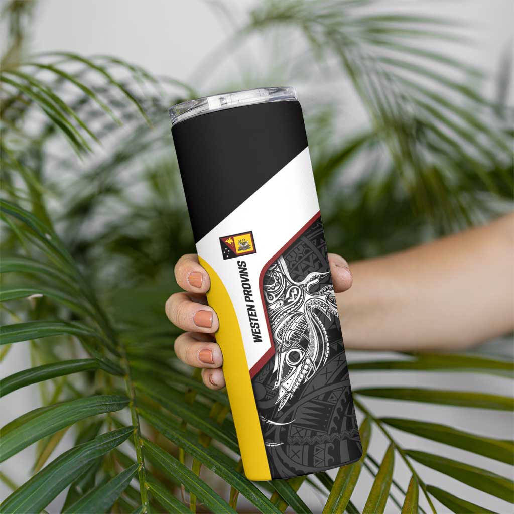 Personalised PNG Western Province Skinny Tumbler Bird of Paradise Tattoo Flag Motif LT9 - Polynesian Pride