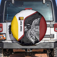 Personalised PNG Western Province Spare Tire Cover Bird of Paradise Tattoo Flag Motif LT9 Red - Polynesian Pride