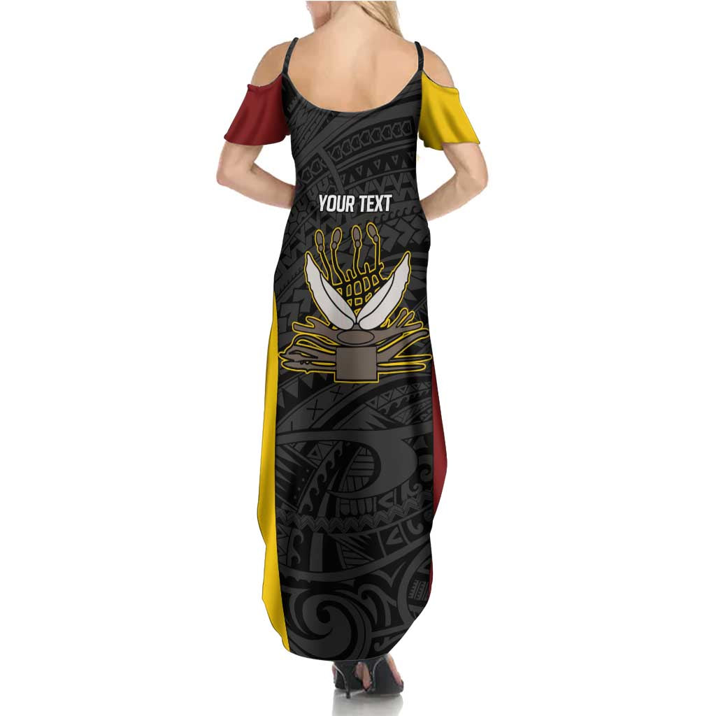 Personalised PNG Western Province Summer Maxi Dress Bird of Paradise Tattoo Flag Motif LT9 - Polynesian Pride