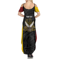 Personalised PNG Western Province Summer Maxi Dress Bird of Paradise Tattoo Flag Motif LT9 - Polynesian Pride