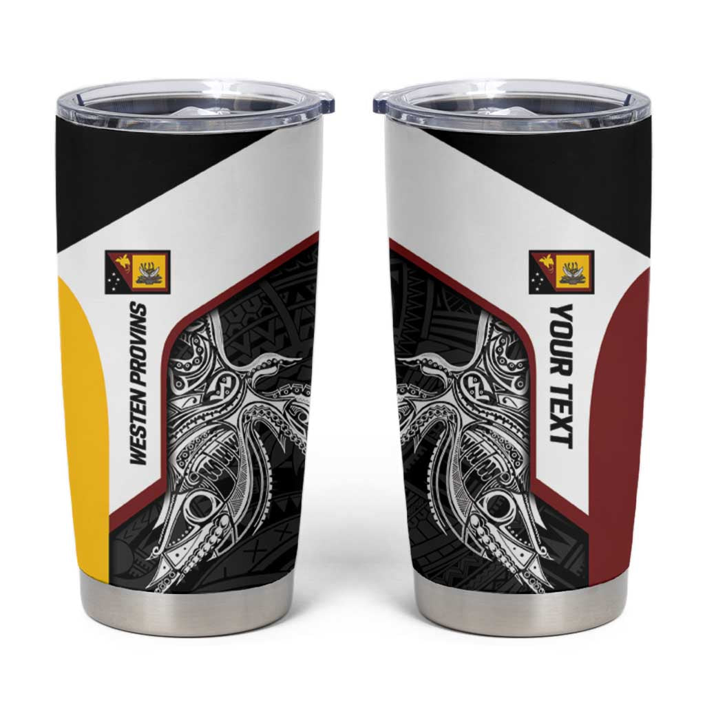 Personalised PNG Western Province Tumbler Cup Bird of Paradise Tattoo Flag Motif LT9 Red - Polynesian Pride