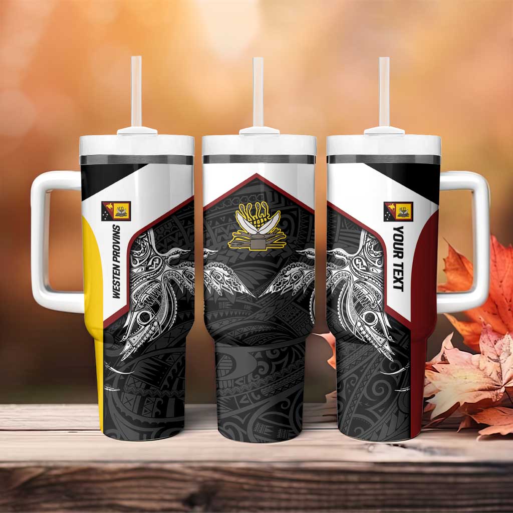 Personalised PNG Western Province Tumbler With Handle Bird of Paradise Tattoo Flag Motif LT9 - Polynesian Pride
