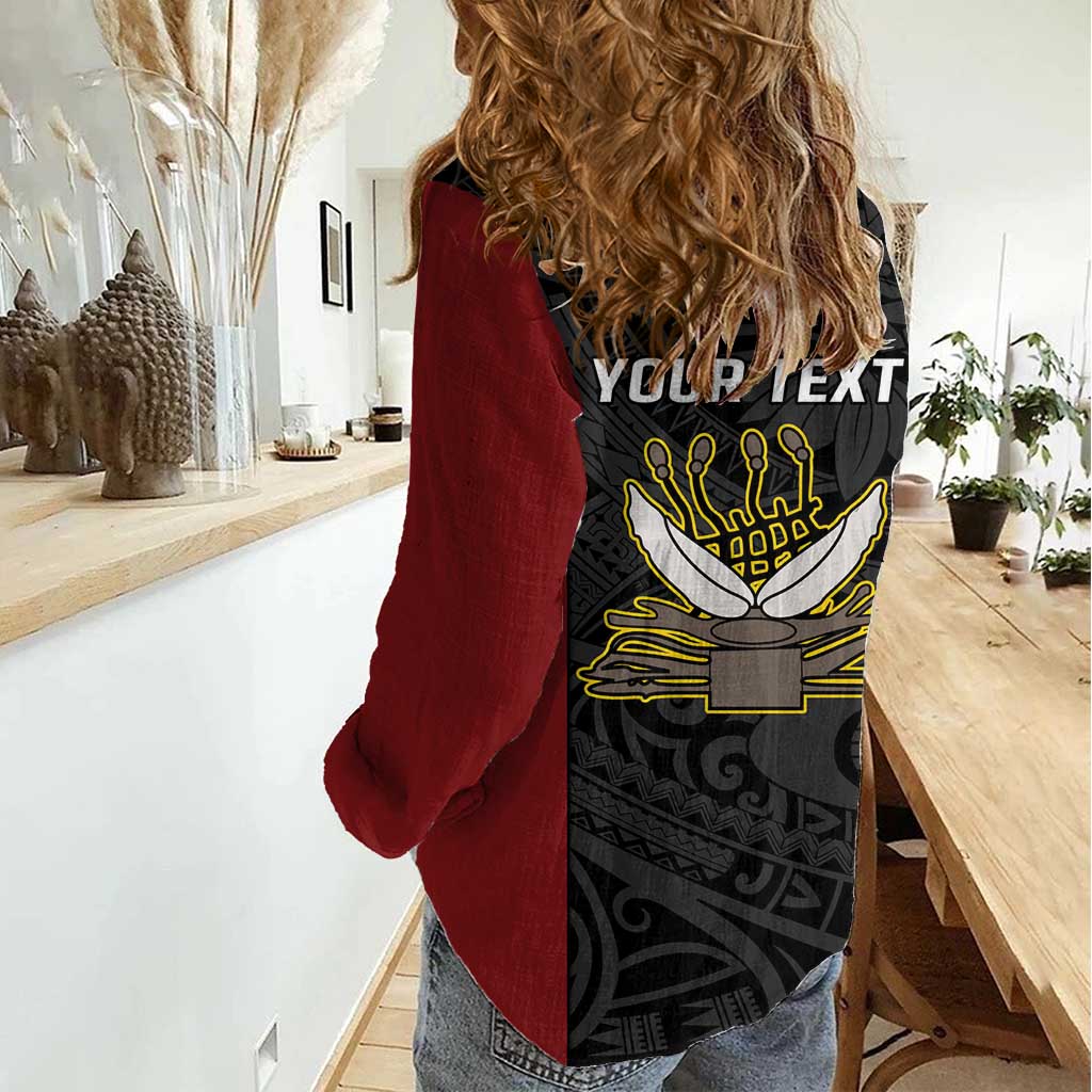 Personalised PNG Western Province Women Casual Shirt Bird of Paradise Tattoo Flag Motif LT9 - Polynesian Pride