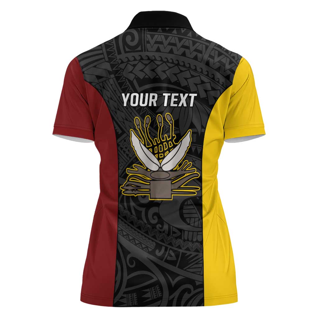 Personalised PNG Western Province Women Polo Shirt Bird of Paradise Tattoo Flag Motif LT9 - Polynesian Pride