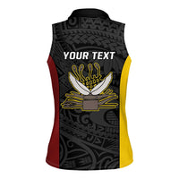 Personalised PNG Western Province Women Sleeveless Polo Shirt Bird of Paradise Tattoo Flag Motif LT9 - Polynesian Pride