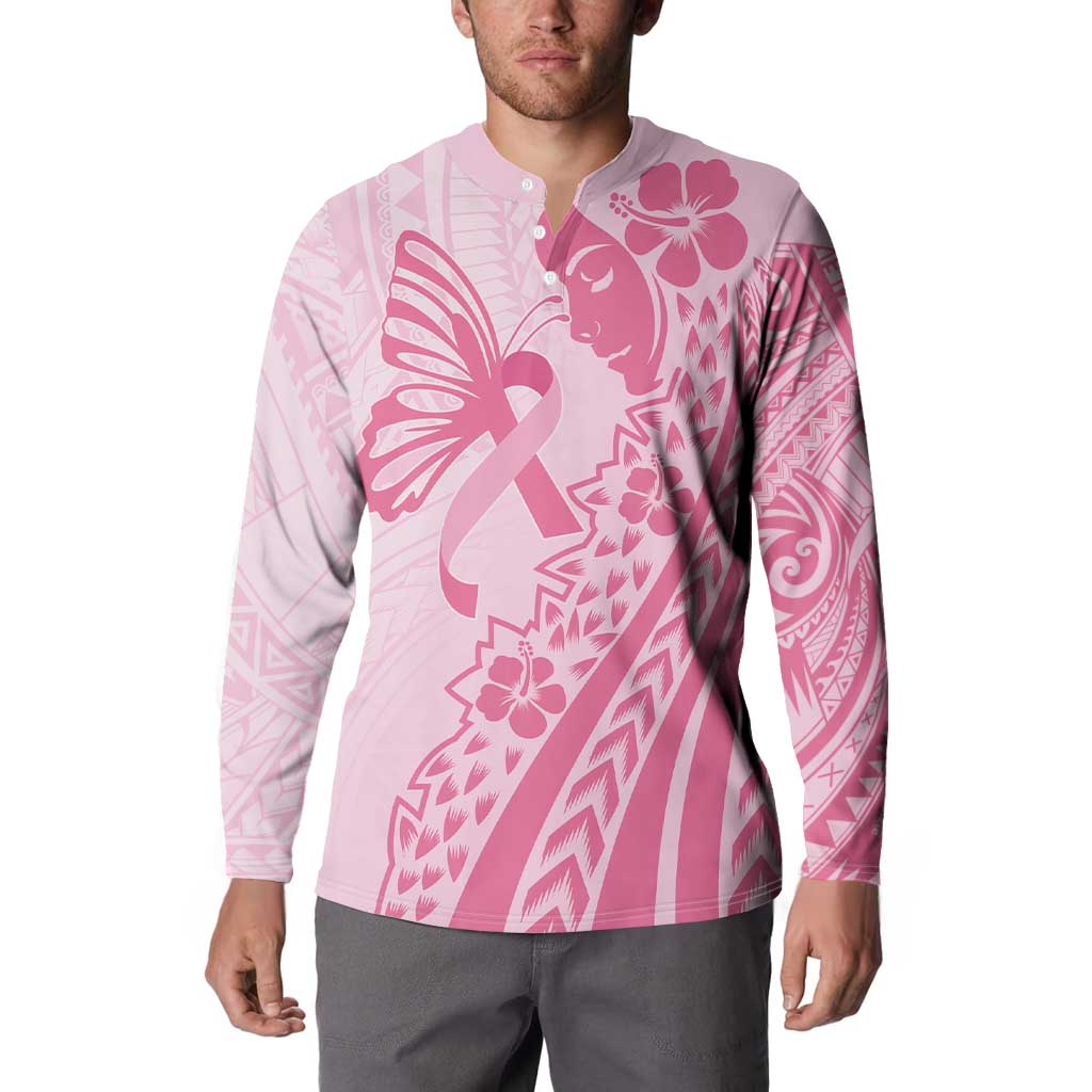 Pacific Girl and Butterfly Cancer Ribbon Personalised Button Sweatshirt