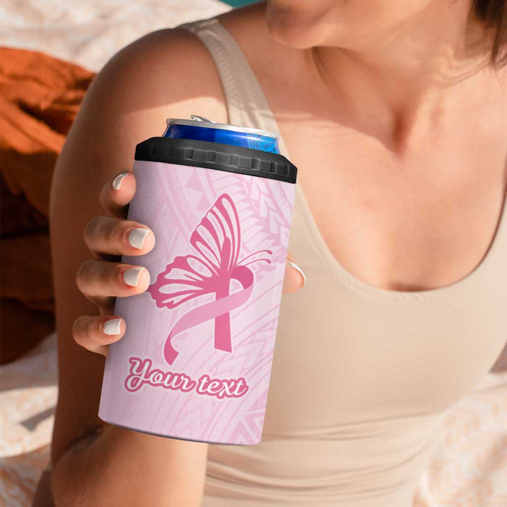 Pacific Girl and Butterfly Cancer Ribbon Personalised 4 in 1 Can Cooler Tumbler
