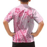 Pacific Girl and Butterfly Cancer Ribbon Personalised Family Matching Summer Maxi Dress and Hawaiian Shirt LT9 - Polynesian Pride