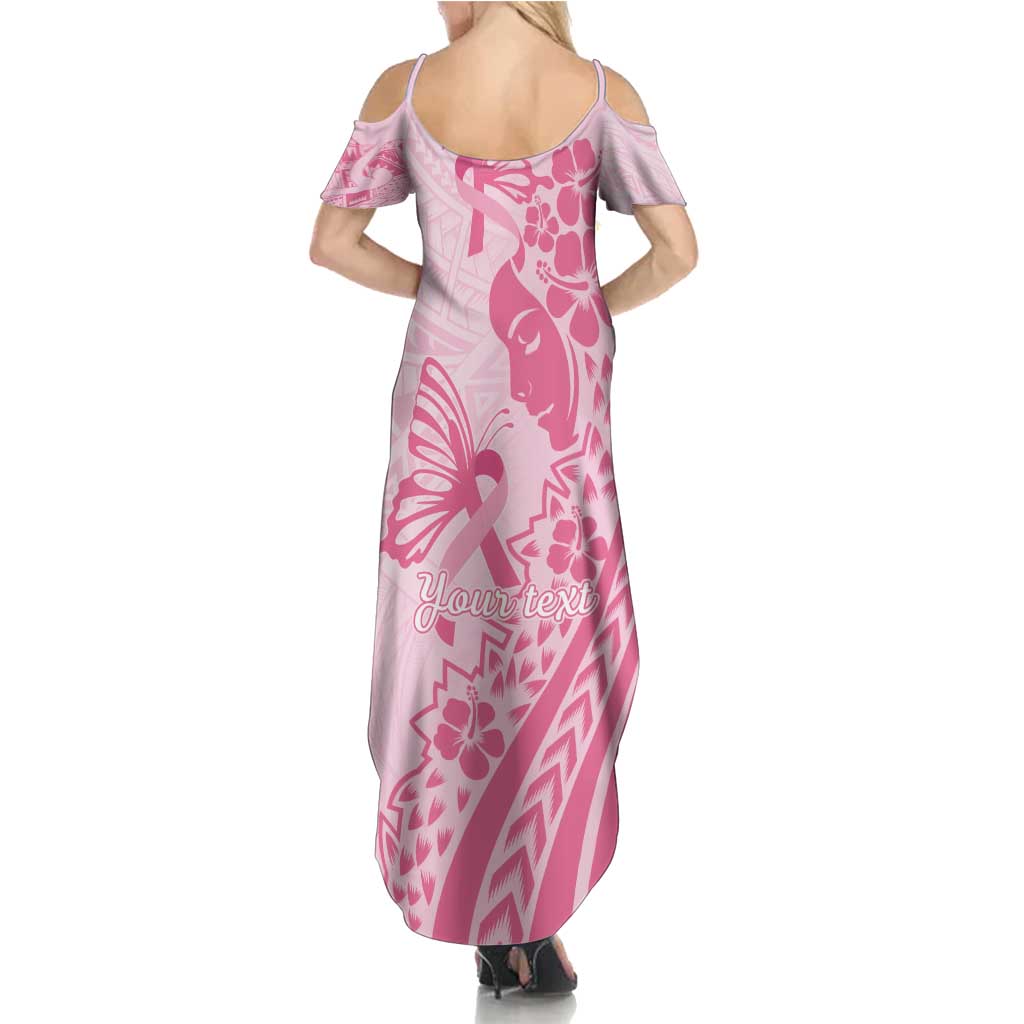 Pacific Girl and Butterfly Cancer Ribbon Personalised Family Matching Summer Maxi Dress and Hawaiian Shirt LT9 - Polynesian Pride