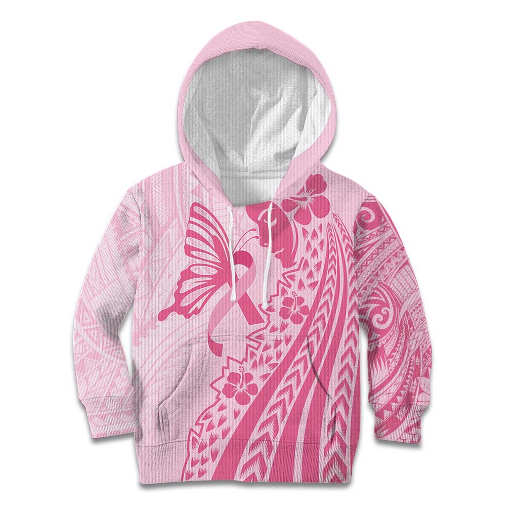 Pacific Girl and Butterfly Cancer Ribbon Personalised Kid Hoodie LT9 Hoodie Pink - Polynesian Pride