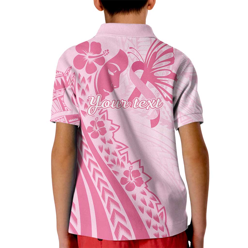 Pacific Girl and Butterfly Cancer Ribbon Personalised Kid Polo Shirt