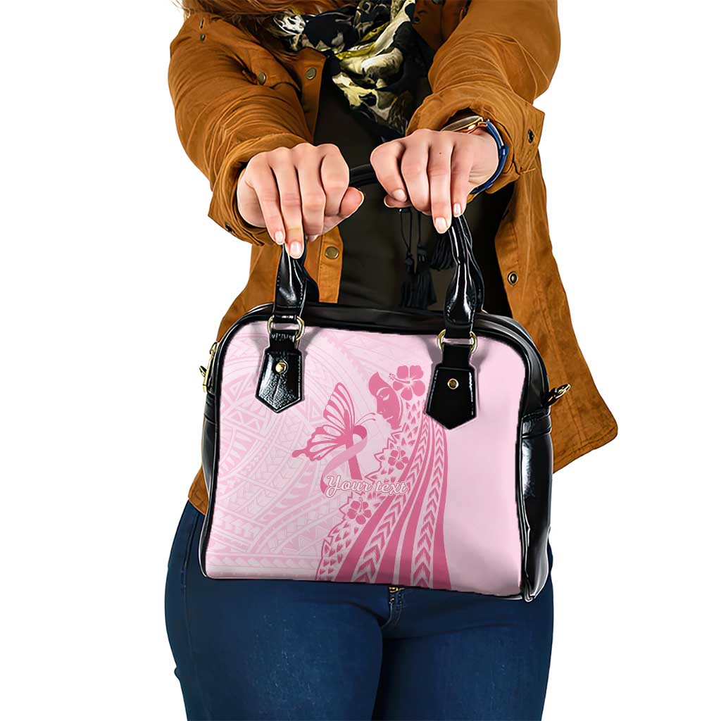 Pacific Girl and Butterfly Cancer Ribbon Personalised Shoulder Handbag LT9 One Size Pink - Polynesian Pride