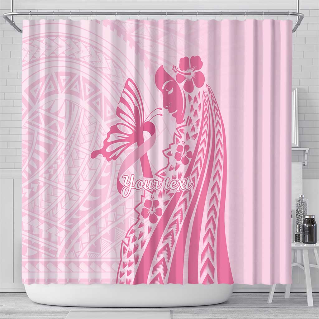 Pacific Girl and Butterfly Cancer Ribbon Personalised Shower Curtain LT9 - Polynesian Pride