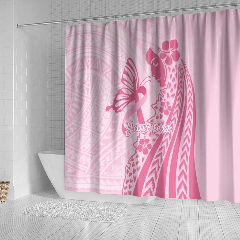 Pacific Girl and Butterfly Cancer Ribbon Personalised Shower Curtain LT9 - Polynesian Pride
