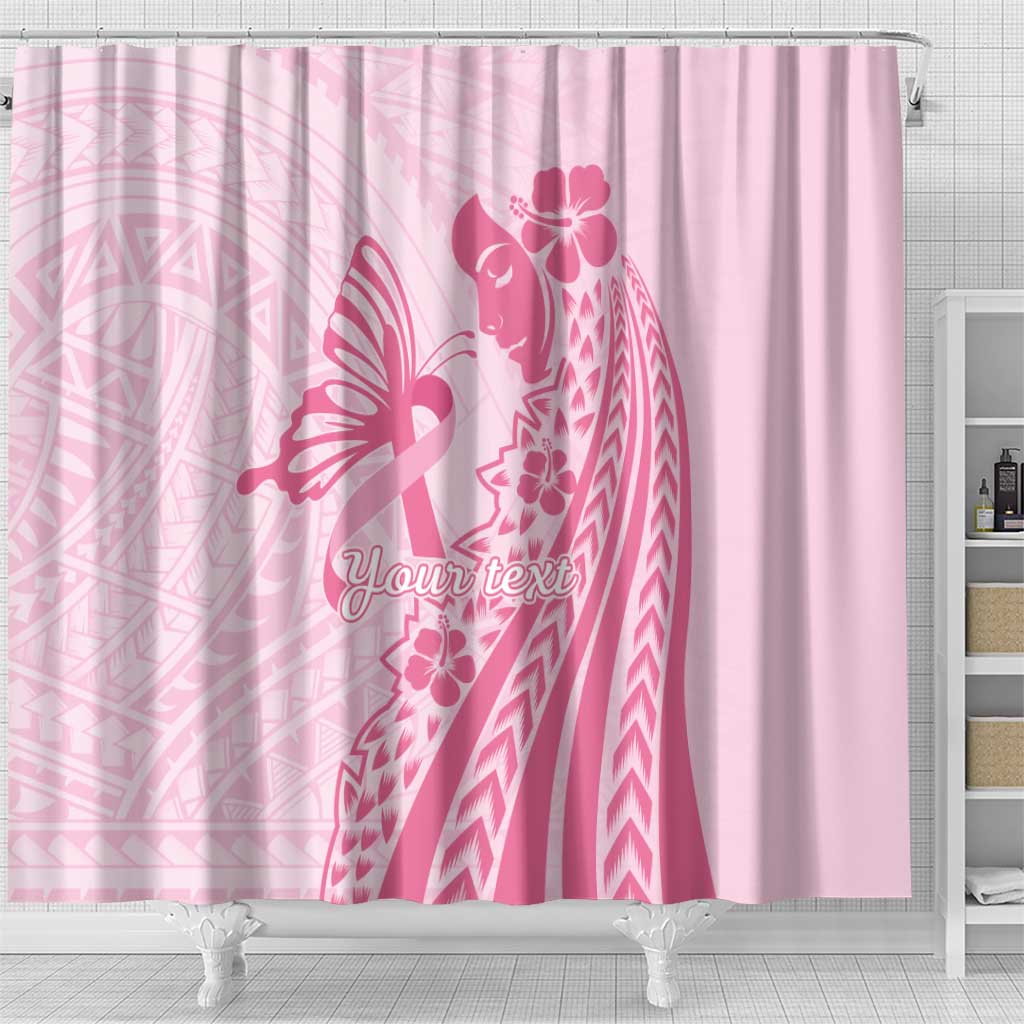 Pacific Girl and Butterfly Cancer Ribbon Personalised Shower Curtain LT9 - Polynesian Pride