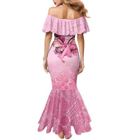 Faith Hope Love Butterfly Ribbon Personalised Family Matching Mermaid Dress and Hawaiian Shirt LT9 - Polynesian Pride