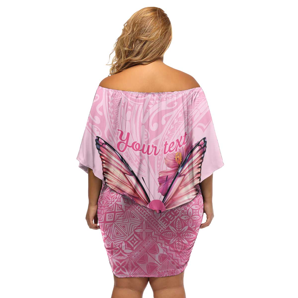 Faith Hope Love Butterfly Ribbon Personalised Family Matching Off Shoulder Short Dress and Hawaiian Shirt LT9 - Polynesian Pride