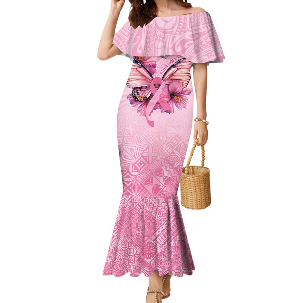 Faith Hope Love Butterfly Ribbon Personalised Mermaid Dress LT9 Women Pink - Polynesian Pride