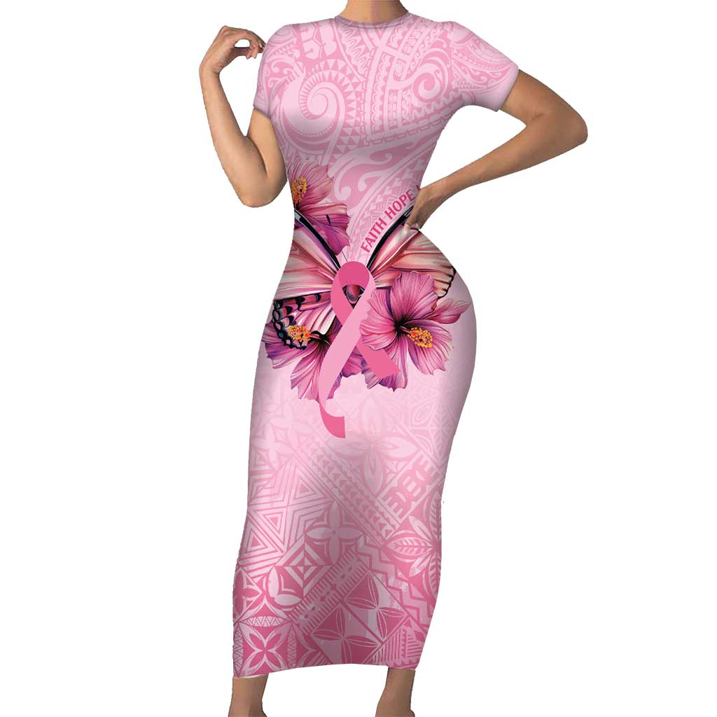 Faith Hope Love Butterfly Ribbon Personalised Short Sleeve Bodycon Dress LT9 Long Dress Pink - Polynesian Pride