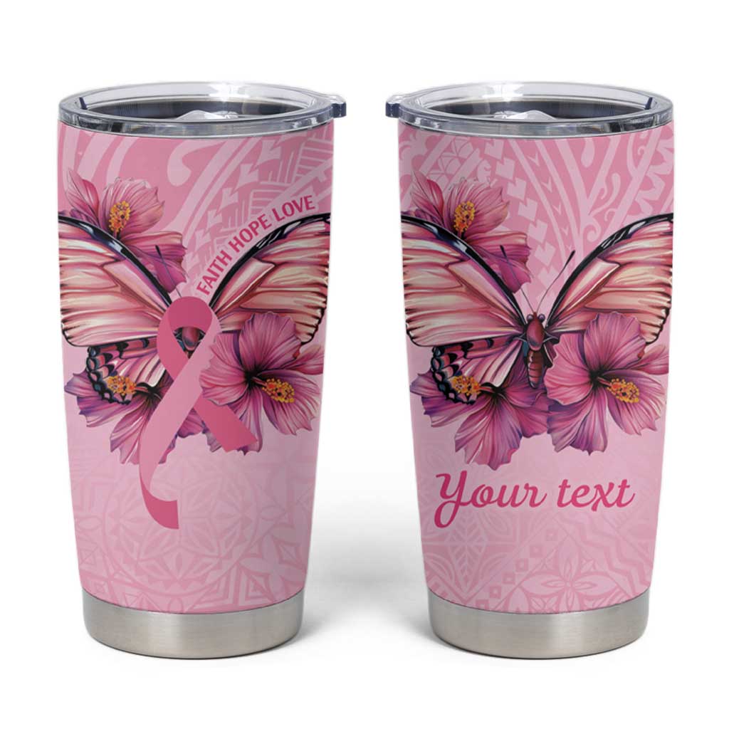 Faith Hope Love Butterfly Ribbon Personalised Tumbler Cup LT9 Pink - Polynesian Pride