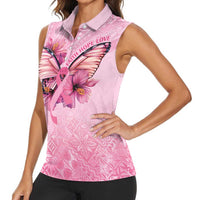 Faith Hope Love Butterfly Ribbon Personalised Women Sleeveless Polo Shirt