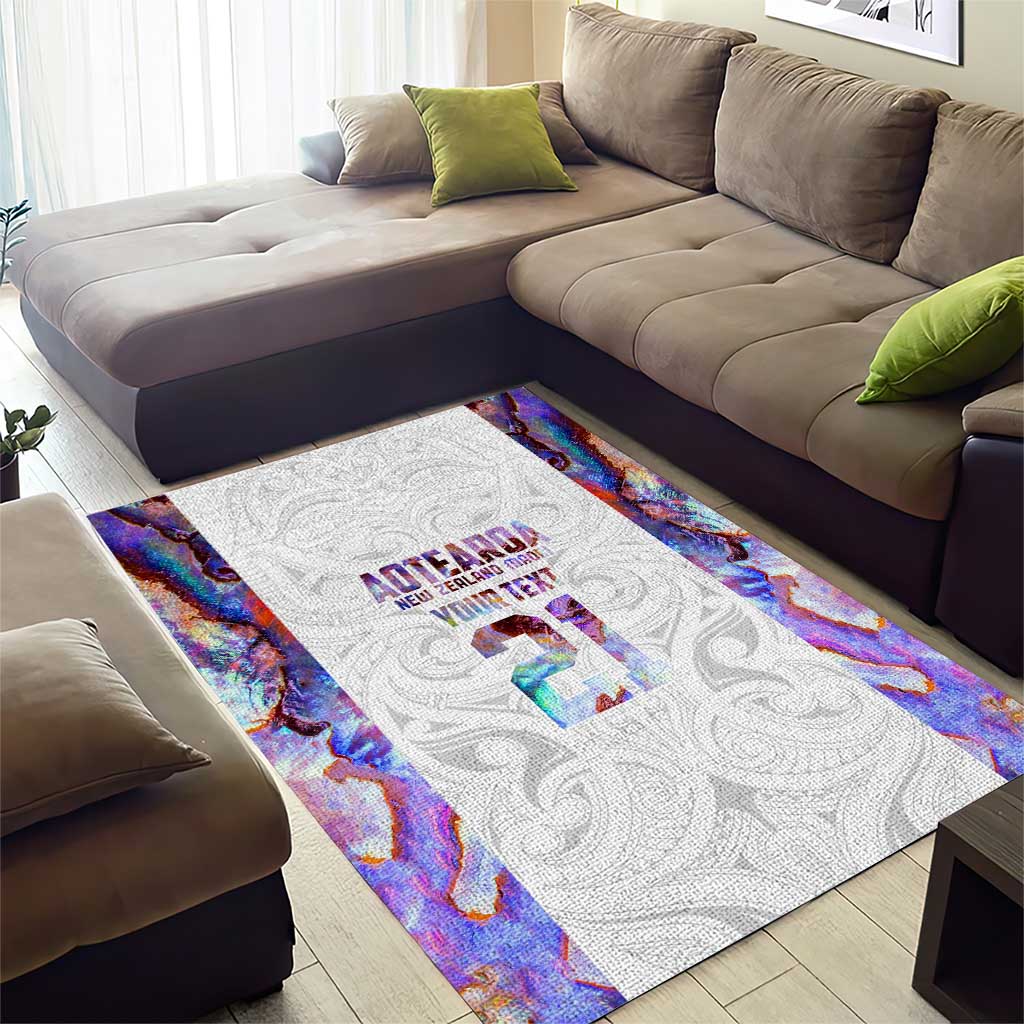 Custom New Zealand Aotearoa Area Rug Pink Maori Paua Shell Indigenous - Polynesian Pride