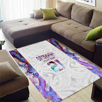 Custom New Zealand Aotearoa Area Rug Pink Maori Paua Shell Indigenous - Polynesian Pride