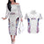Custom New Zealand Aotearoa Couples Matching Off The Shoulder Long Sleeve Dress and Hawaiian Shirt Pink Maori Paua Shell Indigenous - Polynesian Pride