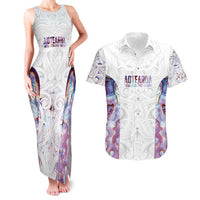 Custom New Zealand Aotearoa Couples Matching Tank Maxi Dress and Hawaiian Shirt Pink Maori Paua Shell Indigenous LT9 Pink - Polynesian Pride