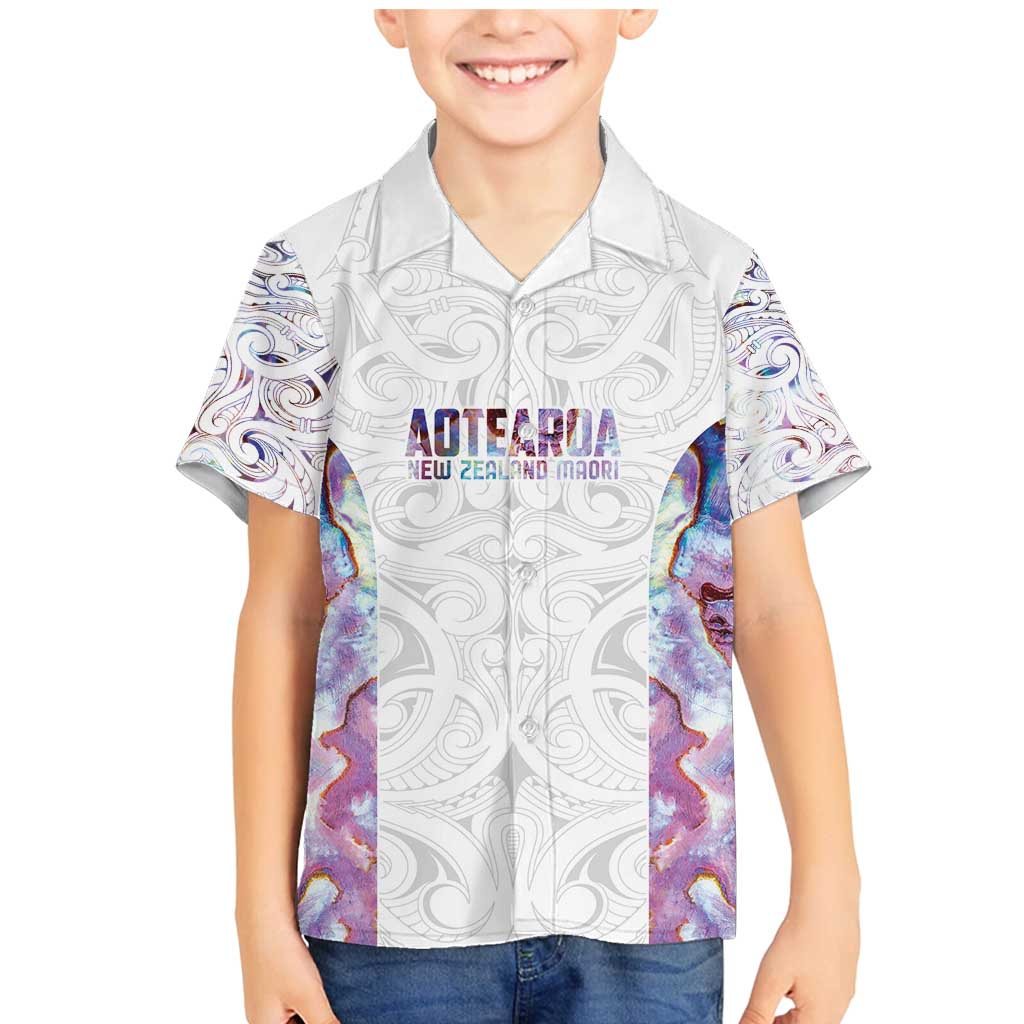 Custom New Zealand Aotearoa Family Matching Mermaid Dress and Hawaiian Shirt Pink Maori Paua Shell Indigenous LT9 Son's Shirt Pink - Polynesian Pride