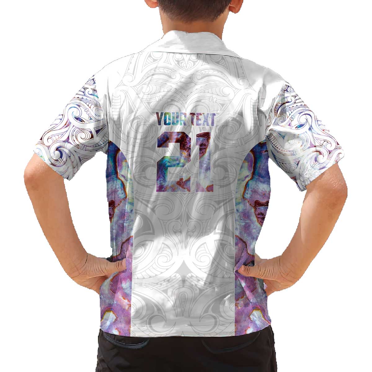 Custom New Zealand Aotearoa Family Matching Off The Shoulder Long Sleeve Dress and Hawaiian Shirt Pink Maori Paua Shell Indigenous LT9 - Polynesian Pride