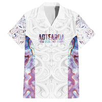Custom New Zealand Aotearoa Family Matching Off The Shoulder Long Sleeve Dress and Hawaiian Shirt Pink Maori Paua Shell Indigenous LT9 Dad's Shirt - Short Sleeve Pink - Polynesian Pride