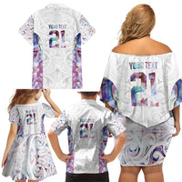Custom New Zealand Aotearoa Family Matching Off Shoulder Short Dress and Hawaiian Shirt Pink Maori Paua Shell Indigenous LT9 - Polynesian Pride