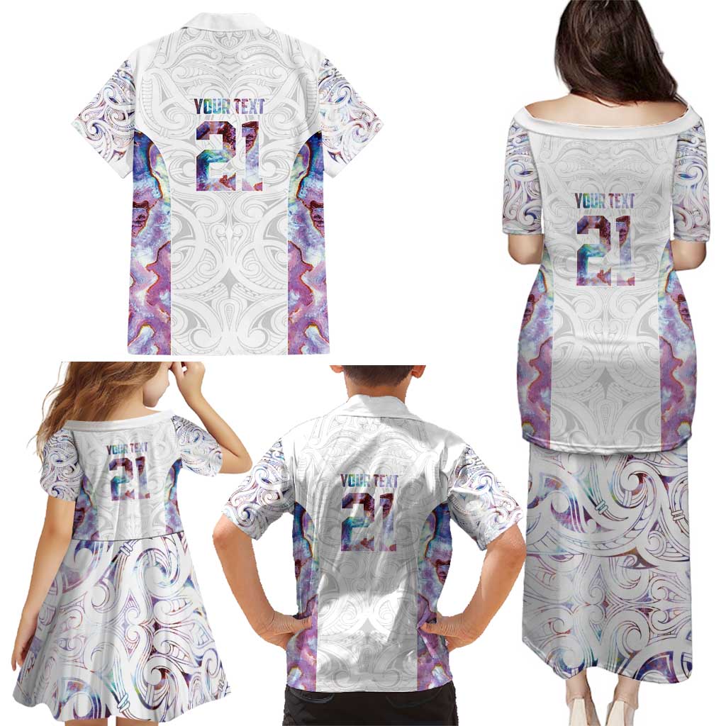 Custom New Zealand Aotearoa Family Matching Puletasi and Hawaiian Shirt Pink Maori Paua Shell Indigenous LT9 - Polynesian Pride