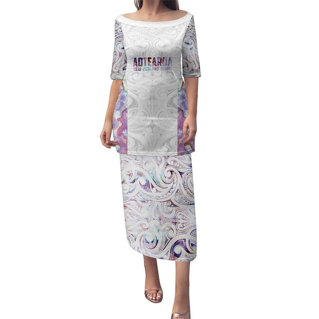 Custom New Zealand Aotearoa Family Matching Puletasi and Hawaiian Shirt Pink Maori Paua Shell Indigenous LT9 Mom's Dress Pink - Polynesian Pride