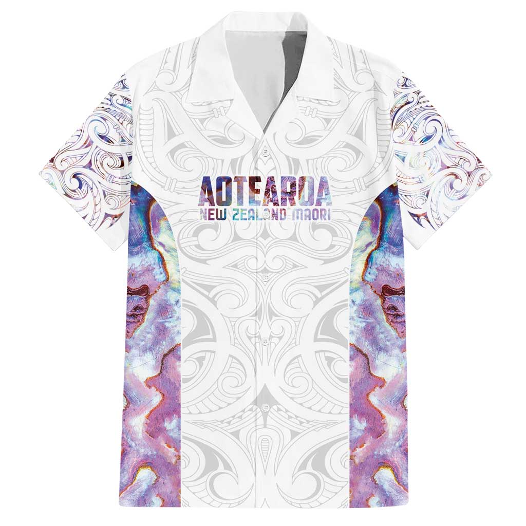 Custom New Zealand Aotearoa Family Matching Short Sleeve Bodycon Dress and Hawaiian Shirt Pink Maori Paua Shell Indigenous LT9 Dad's Shirt - Short Sleeve Pink - Polynesian Pride