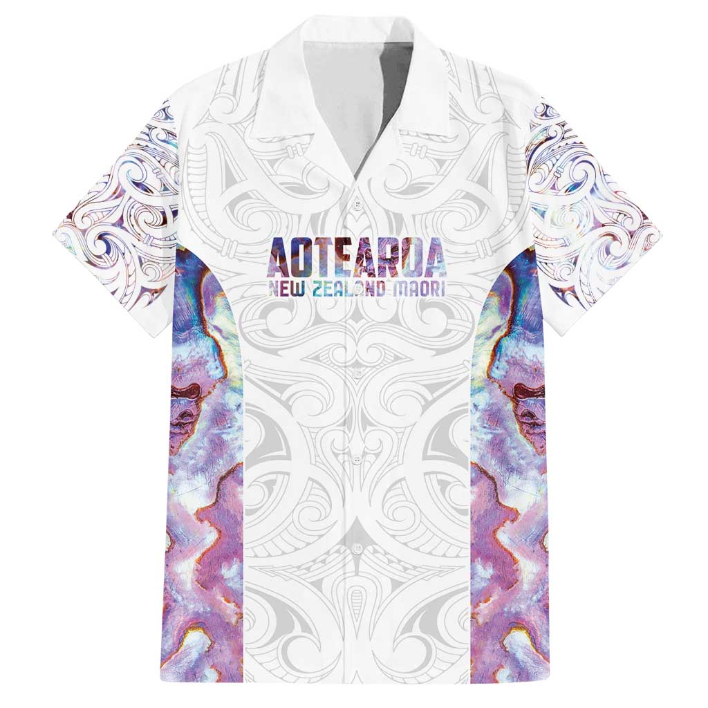 Custom New Zealand Aotearoa Family Matching Summer Maxi Dress and Hawaiian Shirt Pink Maori Paua Shell Indigenous LT9 Dad's Shirt - Short Sleeve Pink - Polynesian Pride