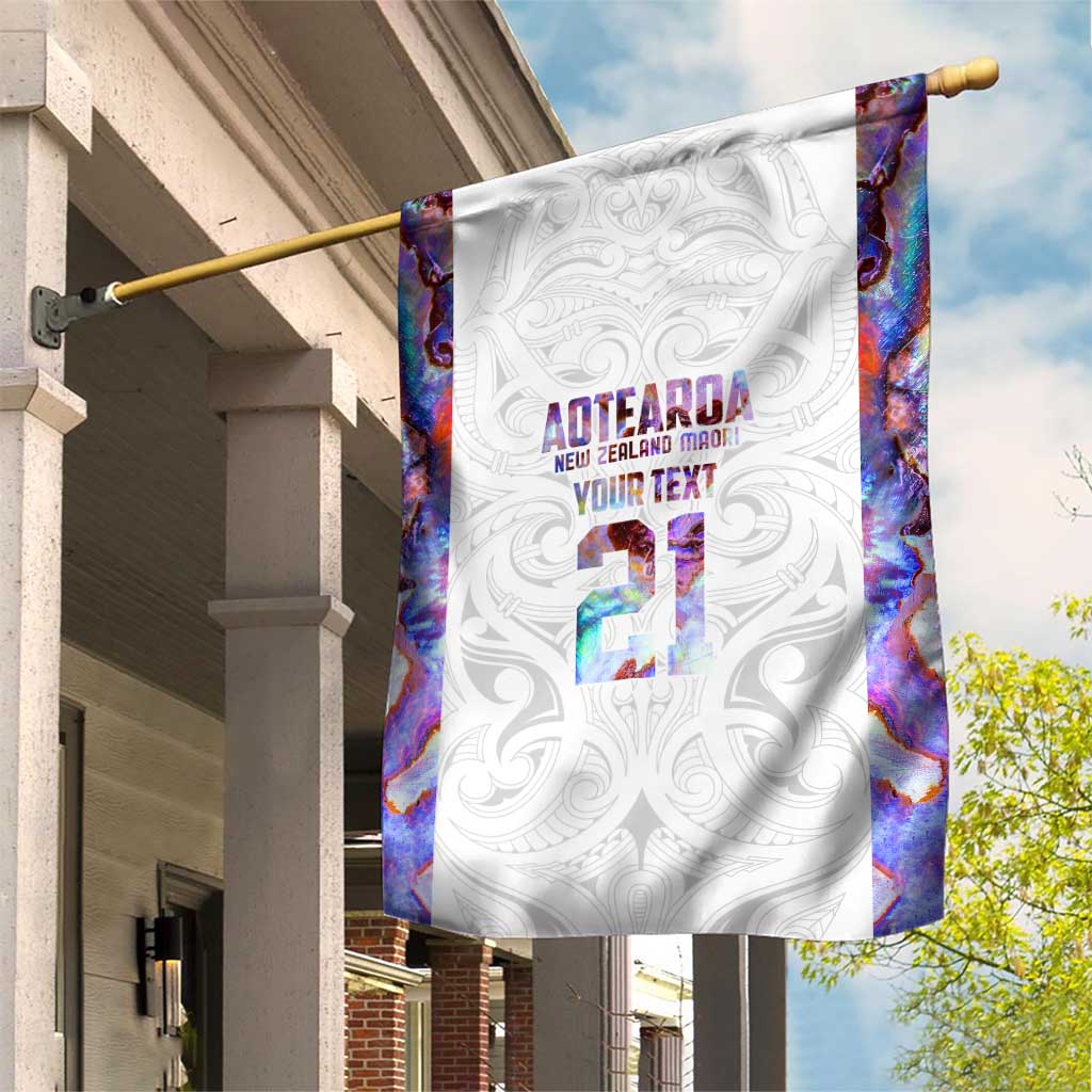 Custom New Zealand Aotearoa Garden Flag Pink Maori Paua Shell Indigenous - Polynesian Pride