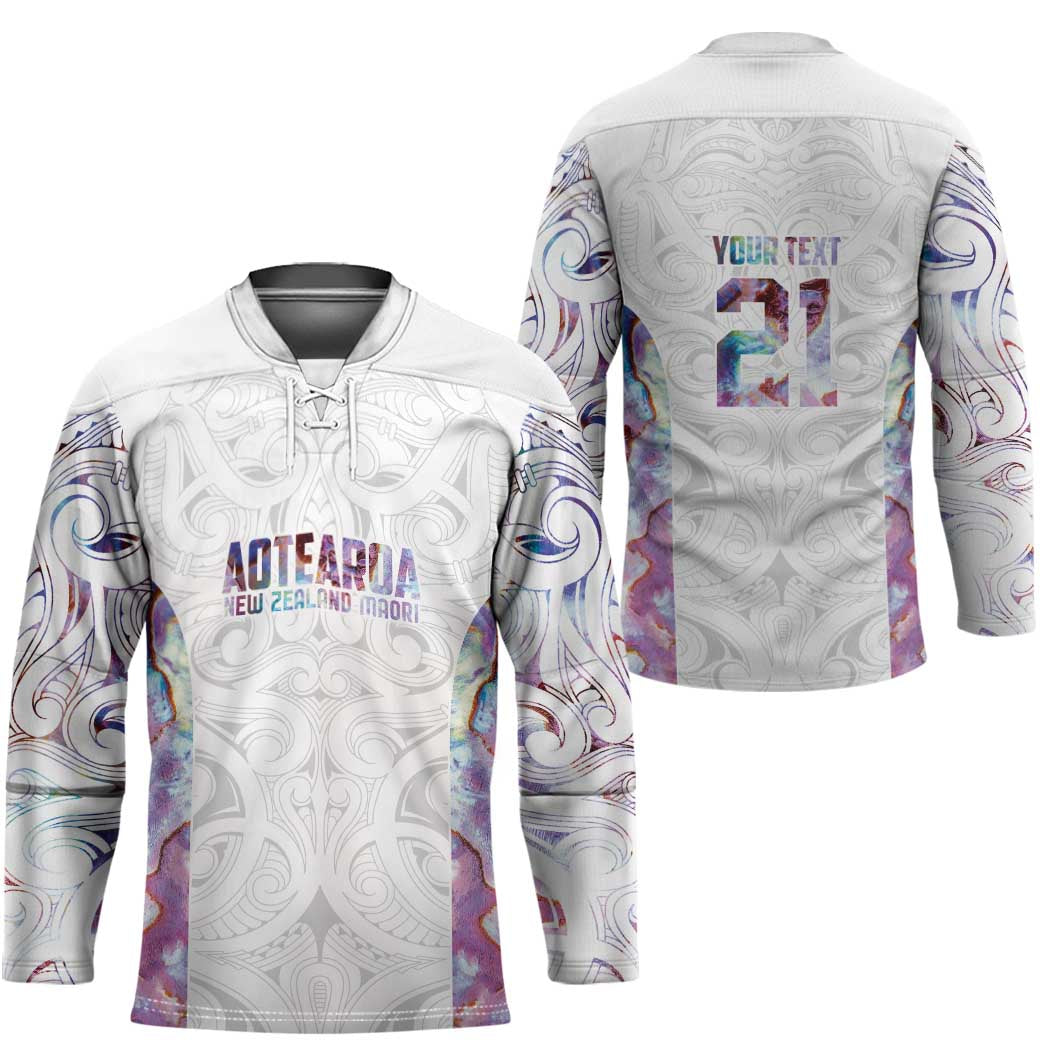Custom New Zealand Aotearoa Hockey Jersey Pink Maori Paua Shell Indigenous - Polynesian Pride