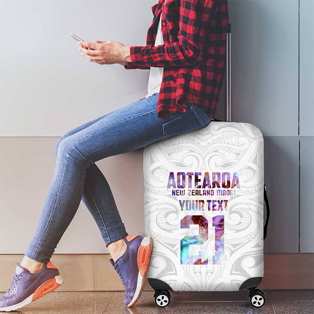Custom New Zealand Aotearoa Luggage Cover Pink Maori Paua Shell Indigenous - Polynesian Pride
