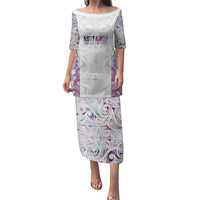 Custom New Zealand Aotearoa Puletasi Pink Maori Paua Shell Indigenous LT9 Long Dress Pink - Polynesian Pride