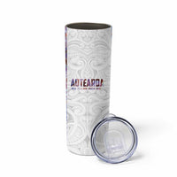 Custom New Zealand Aotearoa Skinny Tumbler Pink Maori Paua Shell Indigenous - Polynesian Pride