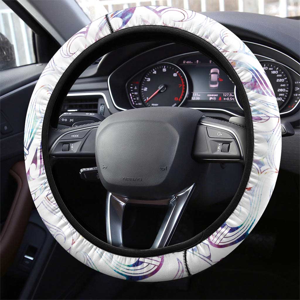 New Zealand Aotearoa Steering Wheel Cover Pink Maori Paua Shell Indigenous LT9 - Polynesian Pride